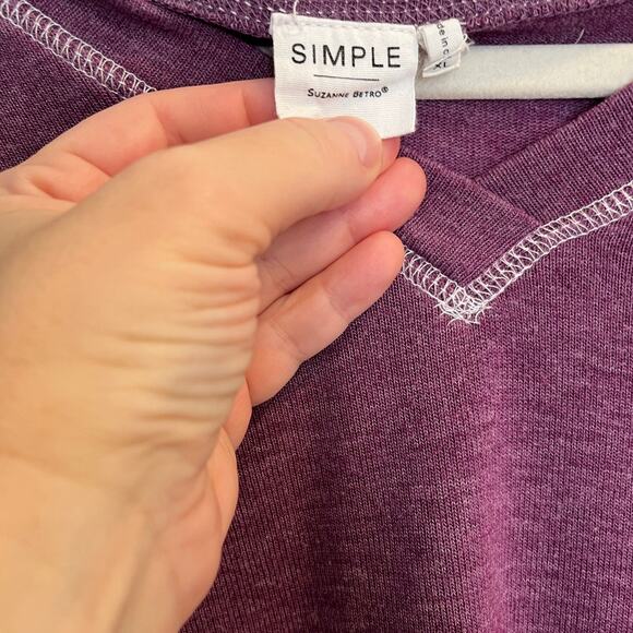 Simple Suzanne Betro XL Extra Large Purple Contrast Stitch Top Ruffle Detail - Picture 5 of 5